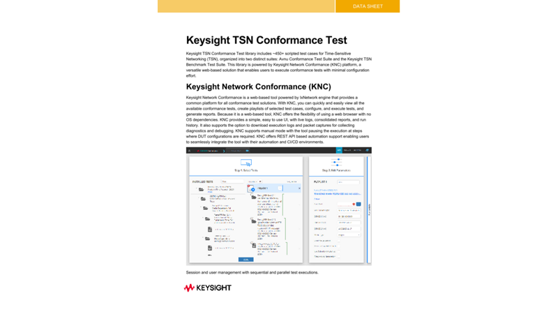 Keysight TSN Conformance Test Coverage Document